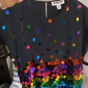 Plus Size Black Blouse with Colorful Details size 26 W Women